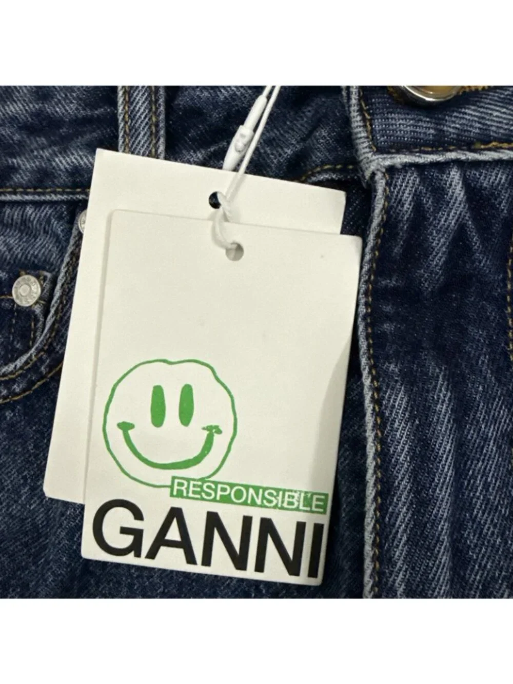 Ganni Jeans Women's 28 NWT High Rise Wide Leg Cropped Organic Cotton F6016